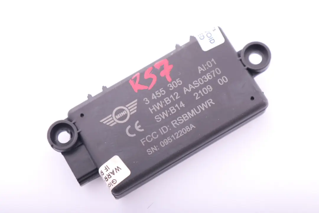 R57N R58 R59 DWA-Rele del sistema De alarma ECU 6575 para Mini R57 con número de pieza 3455305 Mini R57 R57N R58 R59 DWA-Rele del sistema De alarma ECU 6575 - SKU 3455305 - Número de pieza 3455305