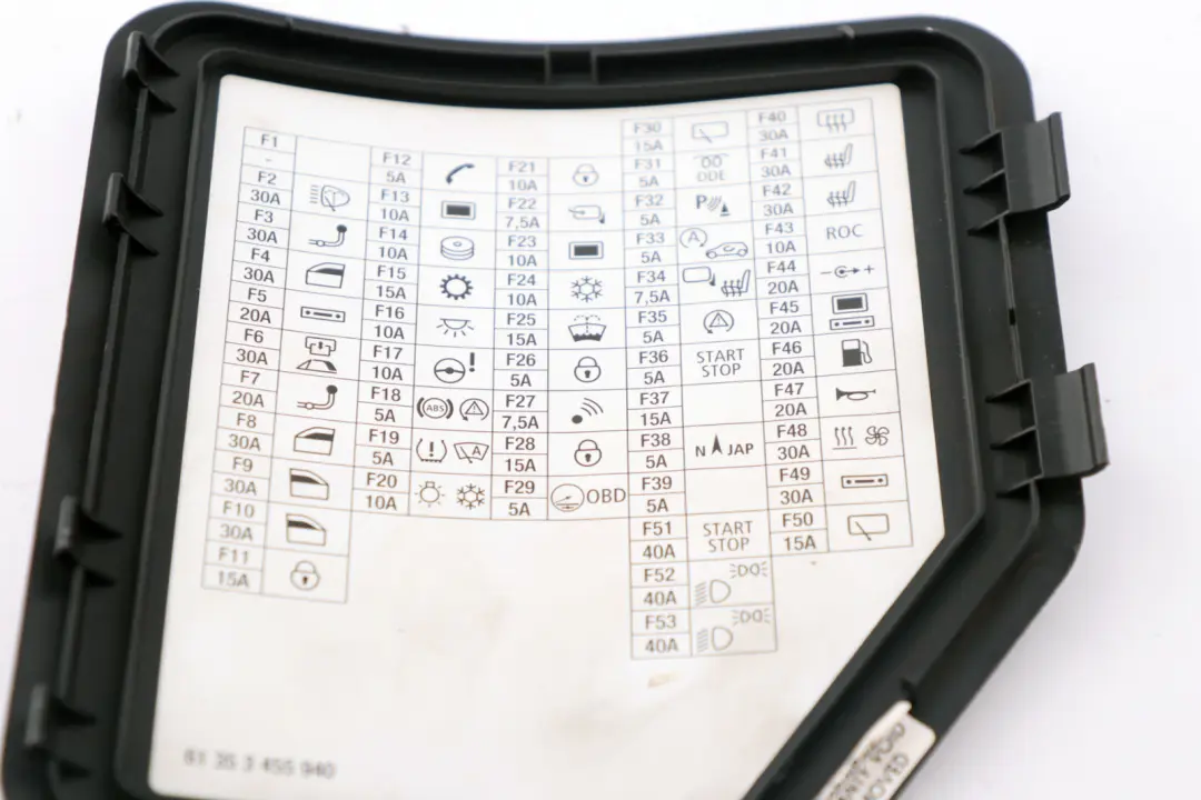 Caja De Fusibles Etiqueta Cubierta para Mini Cooper Cabrio R57 R60 con número de pieza 3455940 Mini Cooper Cabrio R57 R60 Caja De Fusibles Etiqueta Cubierta - SKU 3455940 - Número de pieza 3455940