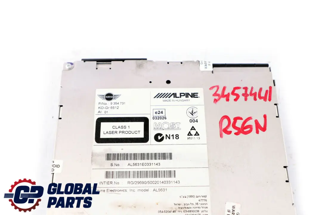 CHAMP 2 Navigation DAB to Mini Cooper One R55 R56 R57 LCI R60 R61 with Part number 3457441 Mini Cooper One R55 R56 R57 LCI R60 R61 CHAMP 2 Navigation DAB - SKU 3457441 - Part number 3457441
