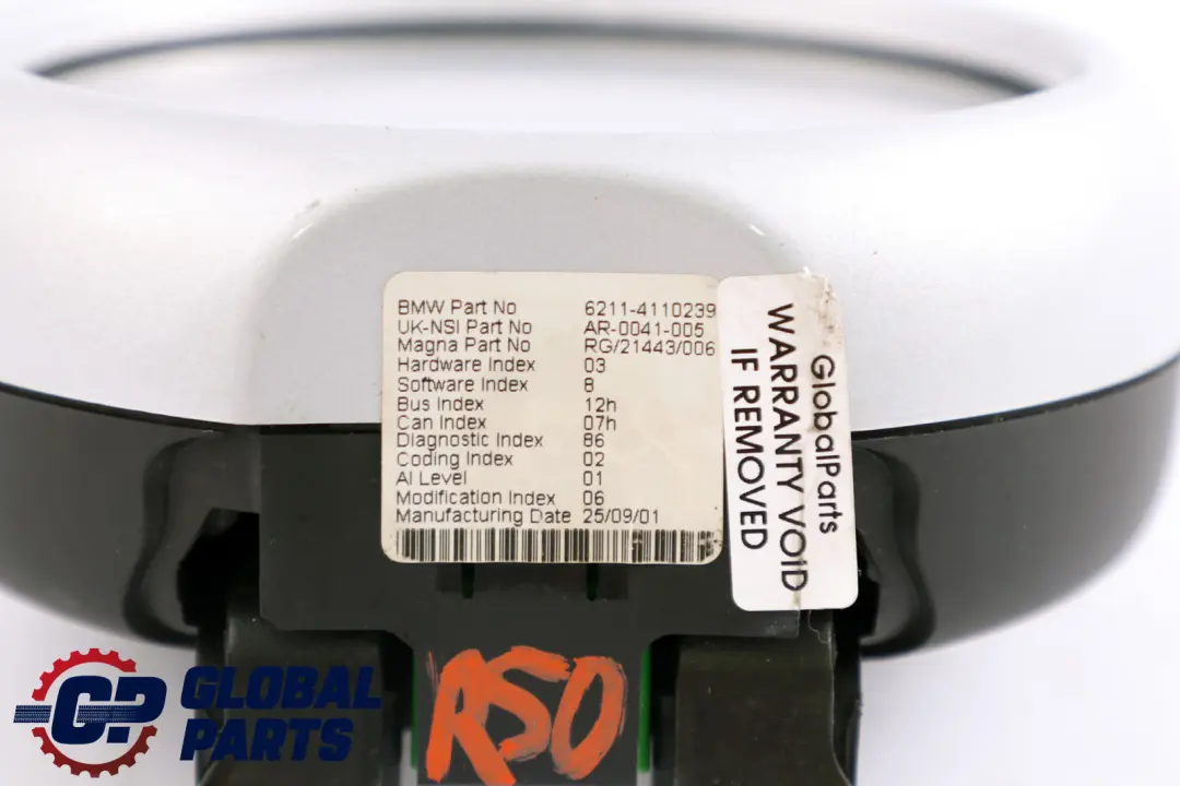 Tachometer Gauge Revolution Counter Silver to Mini Cooper R50 R53 with Part number 6924924 Mini Cooper R50 R53 Tachometer Gauge Revolution Counter Silver - SKU 4110239 - Part number 6924924