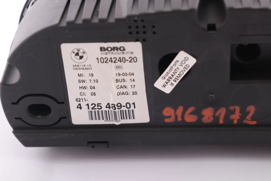 Instrument Cluster Speedo Clocks Automat 4125489 to BMW Z4 Series E85 Petrol with Part number 9168172 BMW Z4 Series E85 Petrol Instrument Cluster Speedo Clocks Automat 4125489 - SKU rhd-4125489 - Part number 9168172