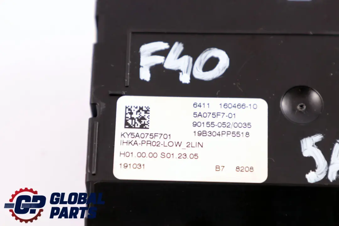 BMW F40 riscaldatore aria condizionata sistema di controllo Modulo 5A075F7 - SKU 5A07600 - Numero di parte 5A07600