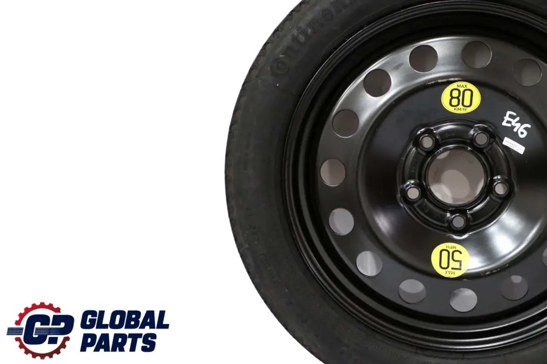 Ruota Di Scorta Compatta In Acciaio Nero 17" ET:30 3.5J 125/80 per BMW E46 con numero di parte 6750007 BMW E46 Ruota Di Scorta Compatta In Acciaio Nero 17" ET:30 3.5J 125/80 - SKU 6750007 - Numero di parte 6750007