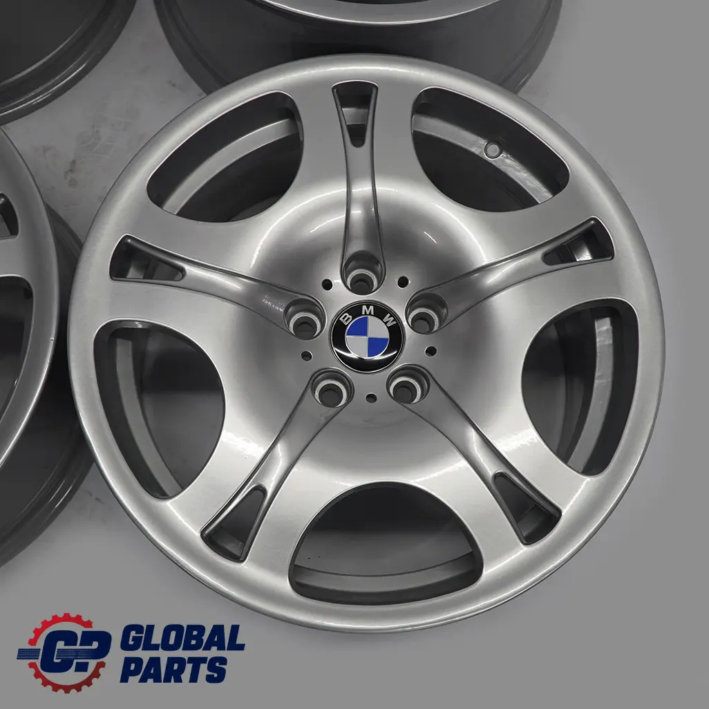 Complete Set 4x Alloy Wheel Rim 19" 9J/10J ET:24 Spider Spoke 92 to BMW E65 Silver with Part number 6753238/6754998 BMW E65 Silver Complete Set 4x Alloy Wheel Rim 19" 9J/10J ET:24 Spider Spoke 92 - SKU 6753238/6754998 - Part number 6753238/6754998