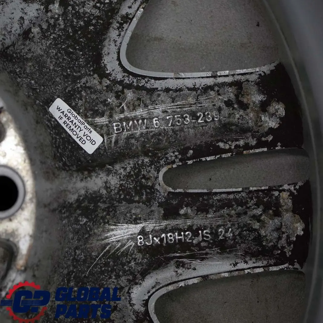 Alloy Rim 18" Double Spoke 93 ET:24 8J to BMW 7 Series E65 E66 Wheel with Part number 6753239 BMW 7 Series E65 E66 Wheel Alloy Rim 18" Double Spoke 93 ET:24 8J - SKU 6753239-2 - Part number 6753239