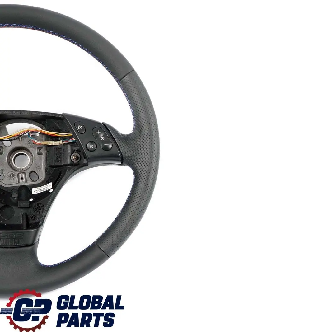 Leather Steering Wheel M-tricolored Threads to BMW 3 Series E46 NEW Sport Black with Part number 6753943 BMW 3 Series E46 NEW Sport Black Leather Steering Wheel M-tricolored Threads - SKU 6753943-1 - Part number 6753943