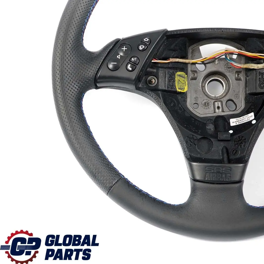 Leather Steering Wheel M-tricolored Threads to BMW 3 Series E46 NEW Sport Black with Part number 6753943 BMW 3 Series E46 NEW Sport Black Leather Steering Wheel M-tricolored Threads - SKU 6753943-1 - Part number 6753943