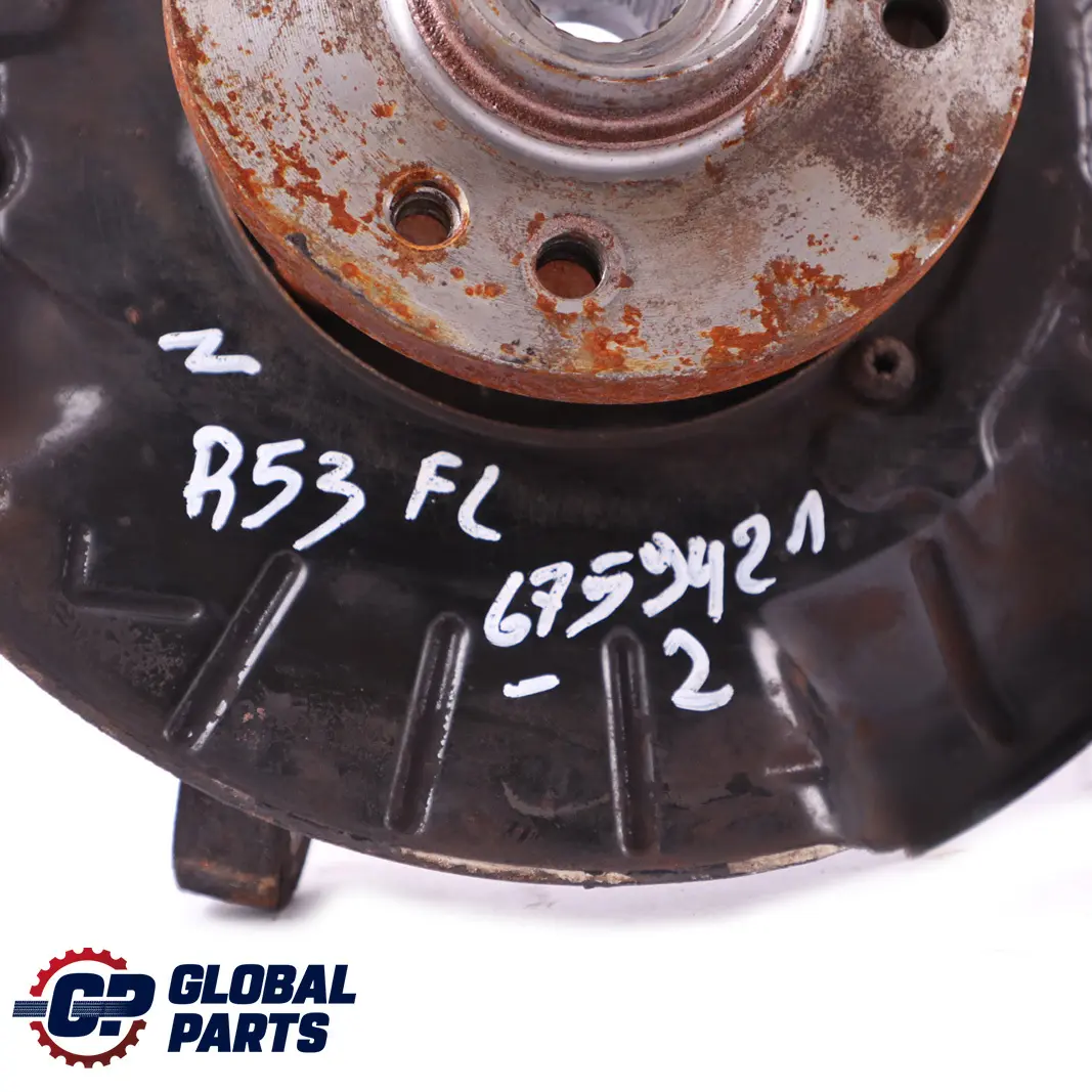 Assale anteriore Supporto cuscinetto ruota Hub sinistra per Mini R50 R52 R53 con numero di parte 6757497 Mini R50 R52 R53 Assale anteriore Supporto cuscinetto ruota Hub sinistra - SKU 6757497-2 - Numero di parte 6757497