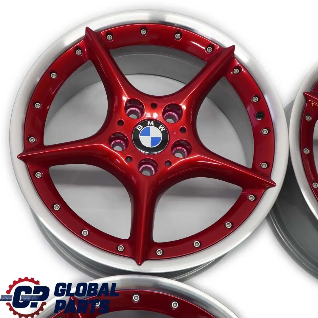 BMW Z4 Series E85 E86 Red Complete Set 4x Alloy Wheel Rim 18" Star Spoke 108 - SKU 6758194/6758195 - Part number 6758194/6758195