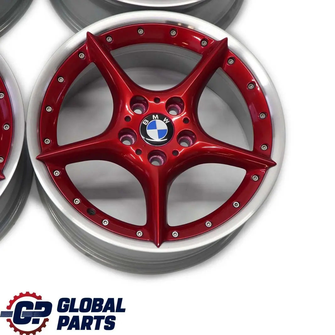 BMW Z4 Series E85 E86 Red Complete Set 4x Alloy Wheel Rim 18" Star Spoke 108 - SKU 6758194/6758195 - Part number 6758194/6758195