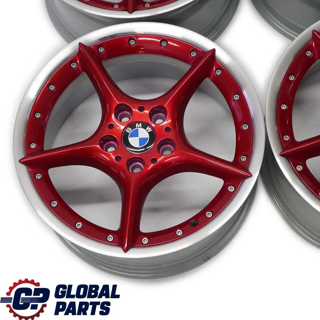Rojo Juego Completo 4x Llanta Aleacion 18" 8J /8,5J Star Spoke 108 para BMW E85 E86 con número de pieza 6758194/6758195 BMW E85 E86 Rojo Juego Completo 4x Llanta Aleacion 18" 8J /8,5J Star Spoke 108 - SKU 6758194/6758195 - Número de pieza 6758194/6758195