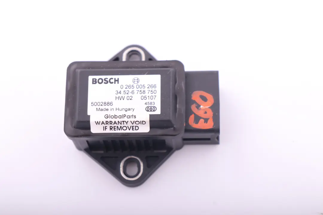 *BMW 5 er E60 E61 E63 E64 DSC Steuergerät Drehratensensor Sensor 0265005266 für mit Teilenummer 6758750 *BMW 5 er E60 E61 E63 E64 DSC Steuergerät Drehratensensor Sensor 0265005266 - SKU 6758750 - Teilenummer 6758750