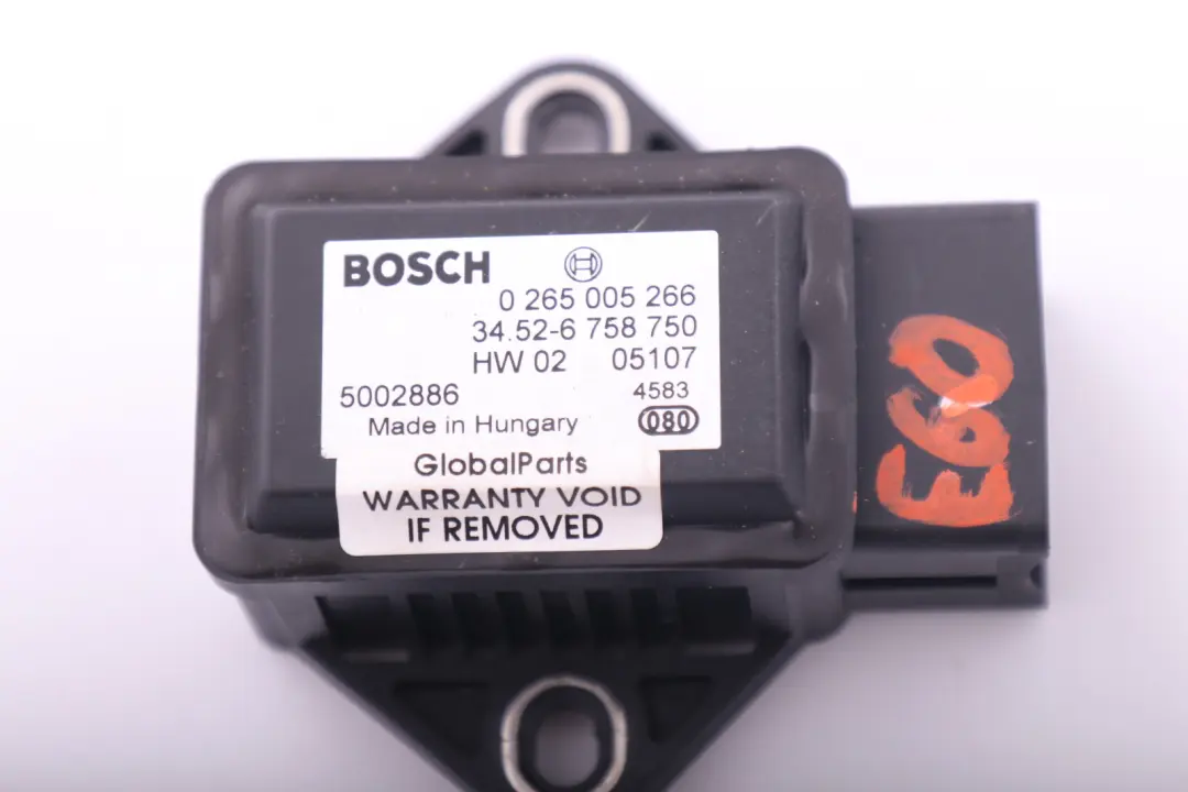 *BMW 5 er E60 E61 E63 E64 DSC Steuergerät Drehratensensor Sensor 0265005266 für mit Teilenummer 6758750 *BMW 5 er E60 E61 E63 E64 DSC Steuergerät Drehratensensor Sensor 0265005266 - SKU 6758750 - Teilenummer 6758750