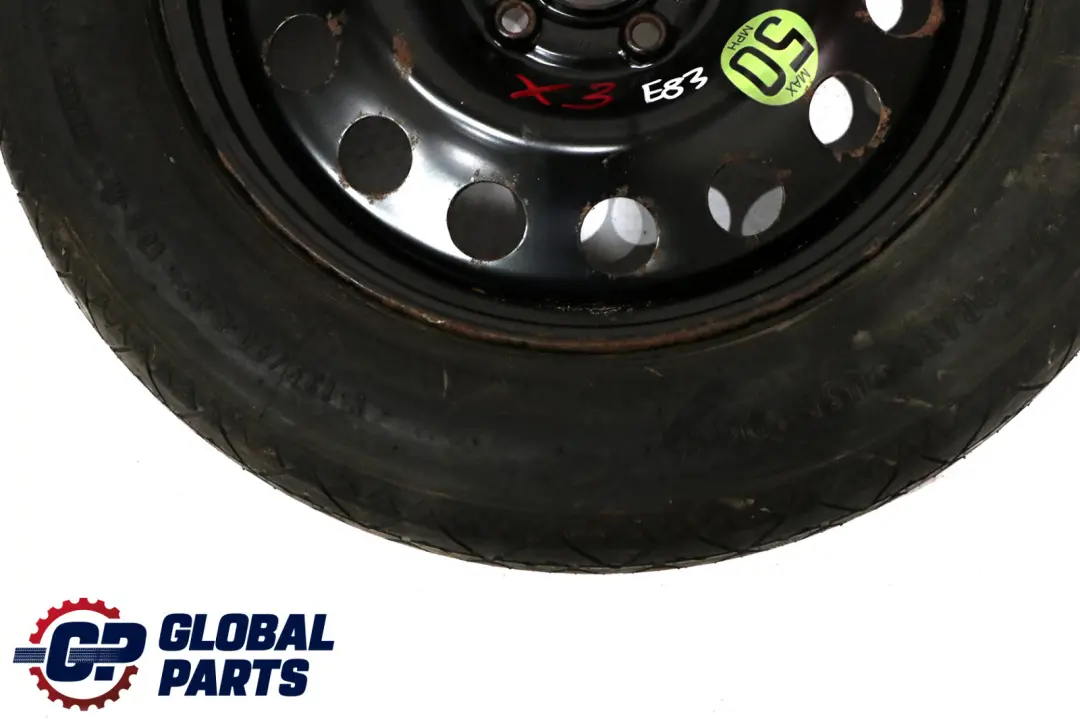 Notrad Stahl schwarz 135/90 R17 4BX17 ET:18 für BMW X3 er E83 mit Teilenummer 6758778 BMW X3 er E83 Notrad Stahl schwarz 135/90 R17 4BX17 ET:18 - SKU 6758778 - Teilenummer 6758778