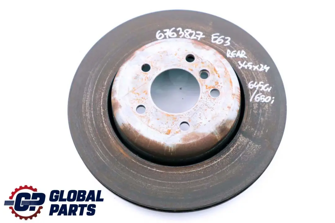 645Ci 550i Disco Freno Trasero 345X24 para BMW E60 E63 545i con número de pieza 6763827 BMW E60 E63 545i 645Ci 550i Disco Freno Trasero 345X24 - SKU 6763827 - Número de pieza 6763827