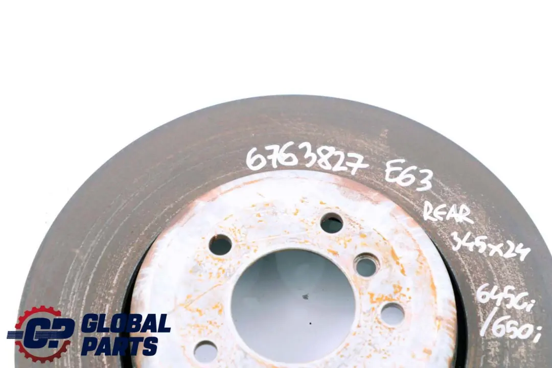 BMW 5 6 Series E60 E63 545i 645Ci 550i Rear Wheel Brake Disc 345X24 - SKU 6763827 - Part number 6763827