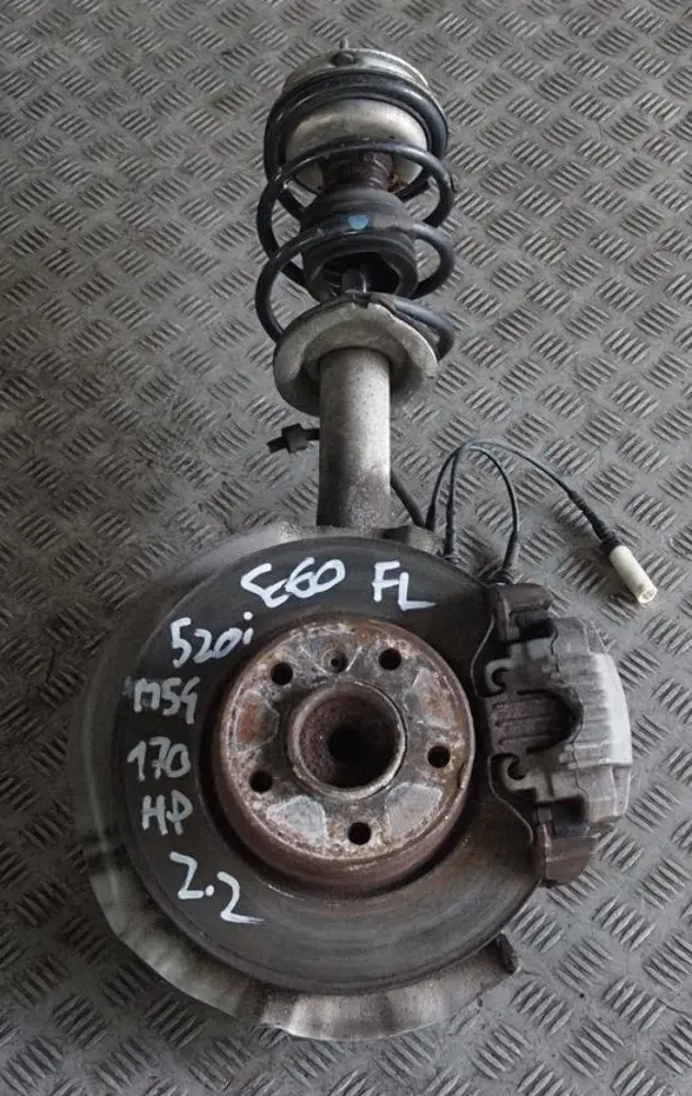 BMW 5 E60 520i M54 Front Left N/S Spring Strut Hub Leg Brake Caliper Disc Set - SKU 6764457 - Part number 31326764457