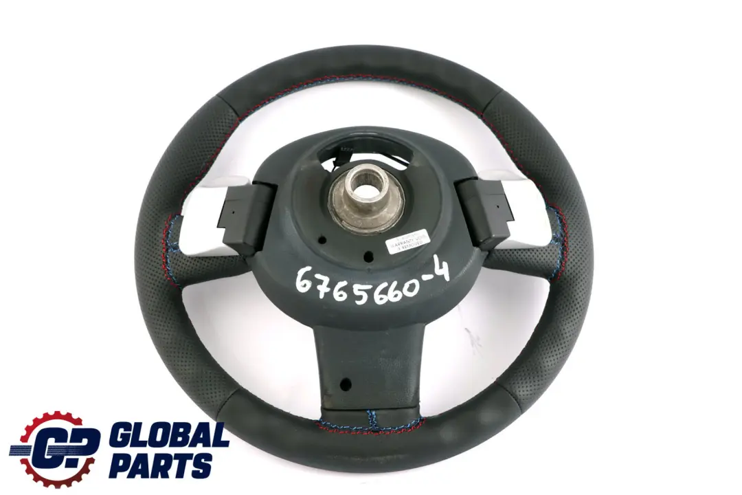 Leather Steering Wheel M-tricoloured Steptronic to BMW Mini Cooper R50 NEW Black with Part number 6765660 BMW Mini Cooper R50 NEW Black Leather Steering Wheel M-tricoloured Steptronic - SKU 6765660-4 - Part number 6765660
