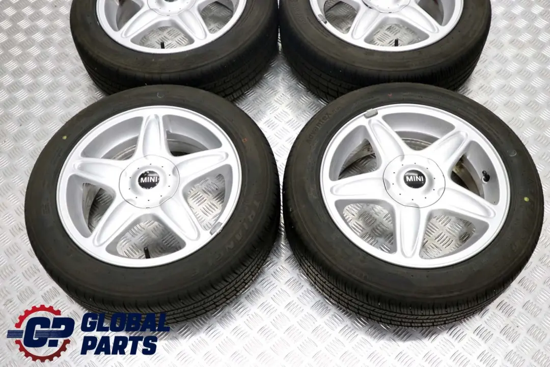 Complete 4x Wheel Alloy Rim with Tyres 16" 5-Star Blaster 103 to BMW Mini R50 R56 with Part number 6769409 BMW Mini R50 R56 Complete 4x Wheel Alloy Rim with Tyres 16" 5-Star Blaster 103 - SKU 6769409-9 - Part number 6769409