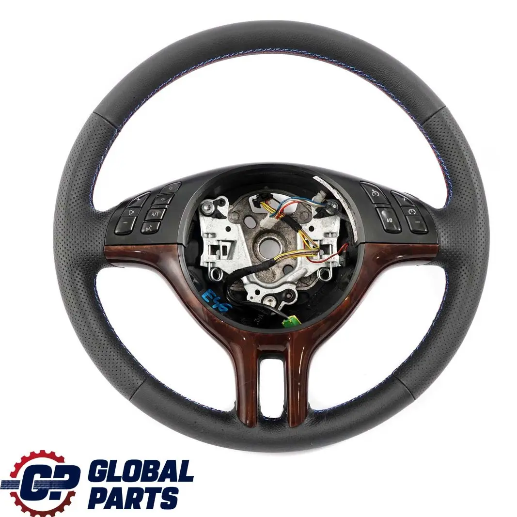 BMW E46 NEW Volant sport en cuir noir à 3 branches M-tricoloured Threads - SKU 6770416-2 - Numéro de pièce 6770416