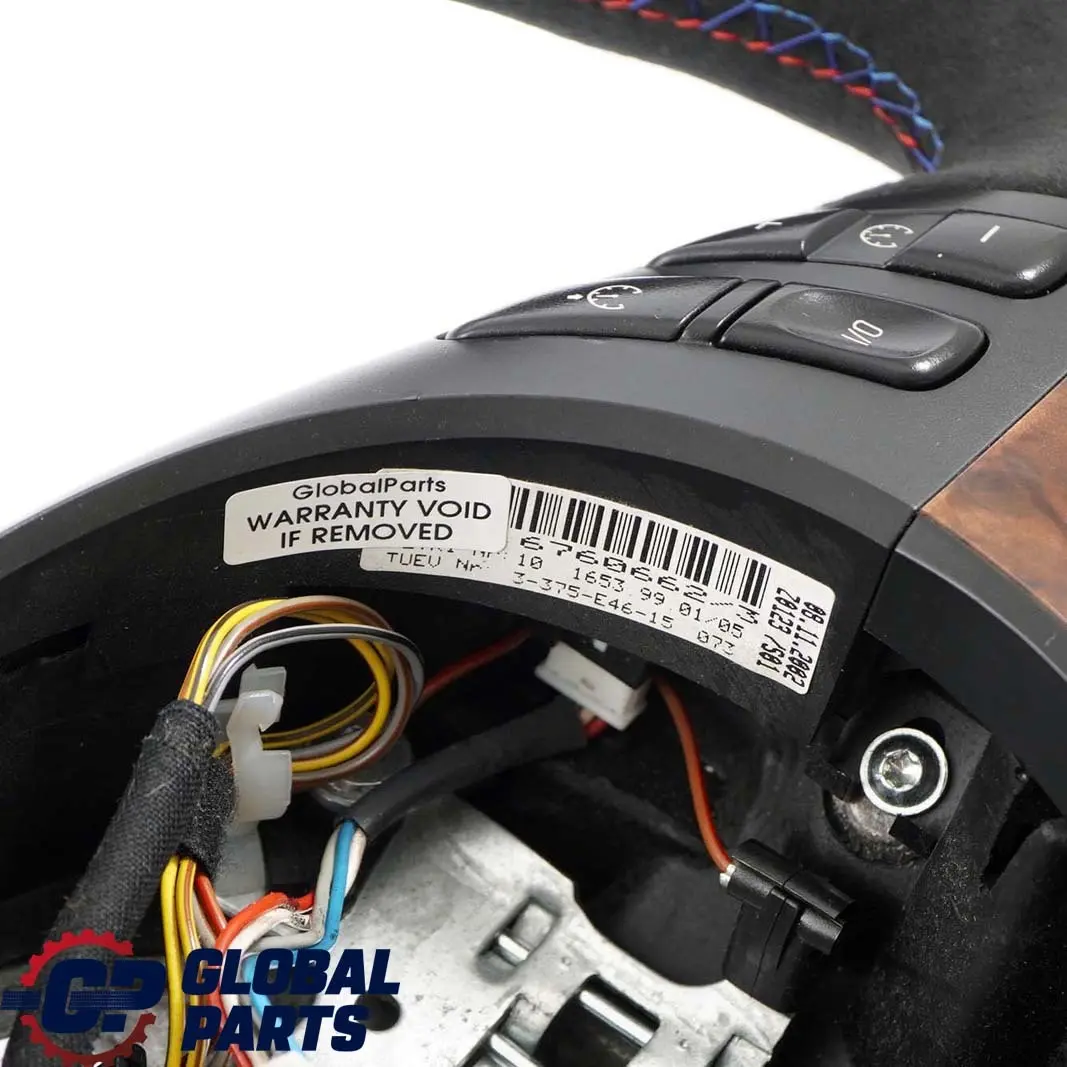 BMW E46 NEW Black Leather / Alcantara Sport Steering Wheel 3 Spoke Tricoloured - SKU 6770416-3 - Part number 6770416