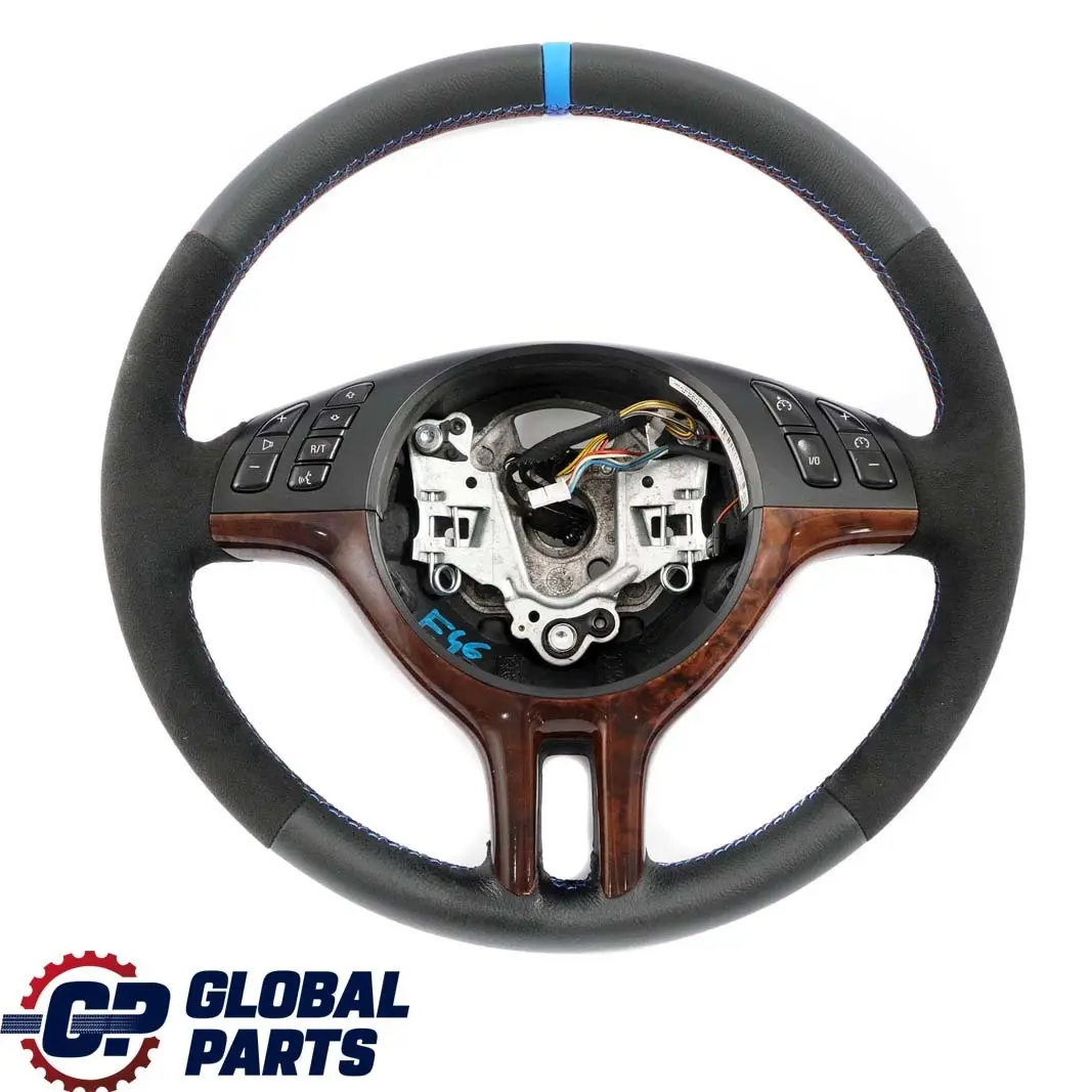 BMW E46 NEW Black Leather / Alcantara Sport Steering Wheel 3 Spoke Tricoloured
