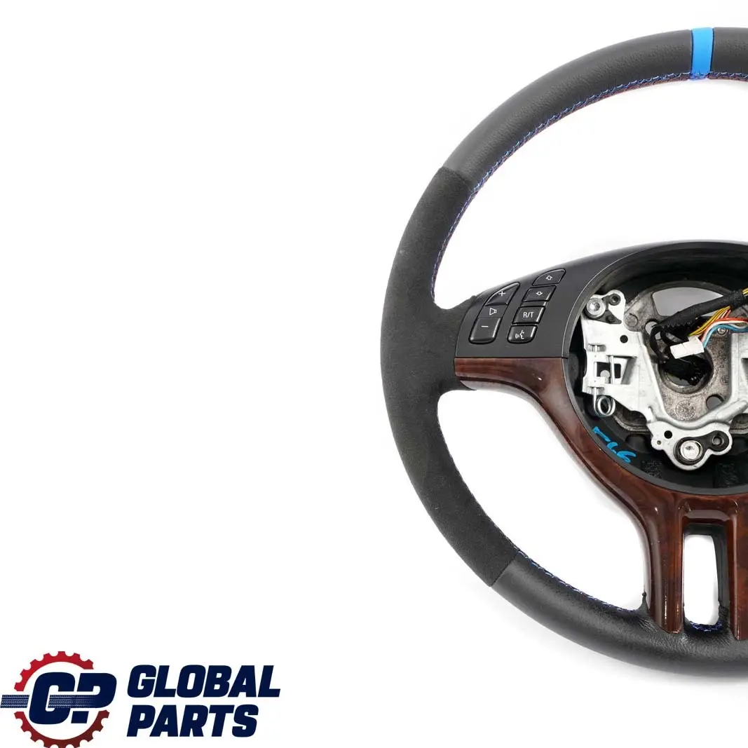 BMW E46 NEW Black Leather / Alcantara Sport Steering Wheel 3 Spoke Tricoloured - SKU 6770416-3 - Part number 6770416