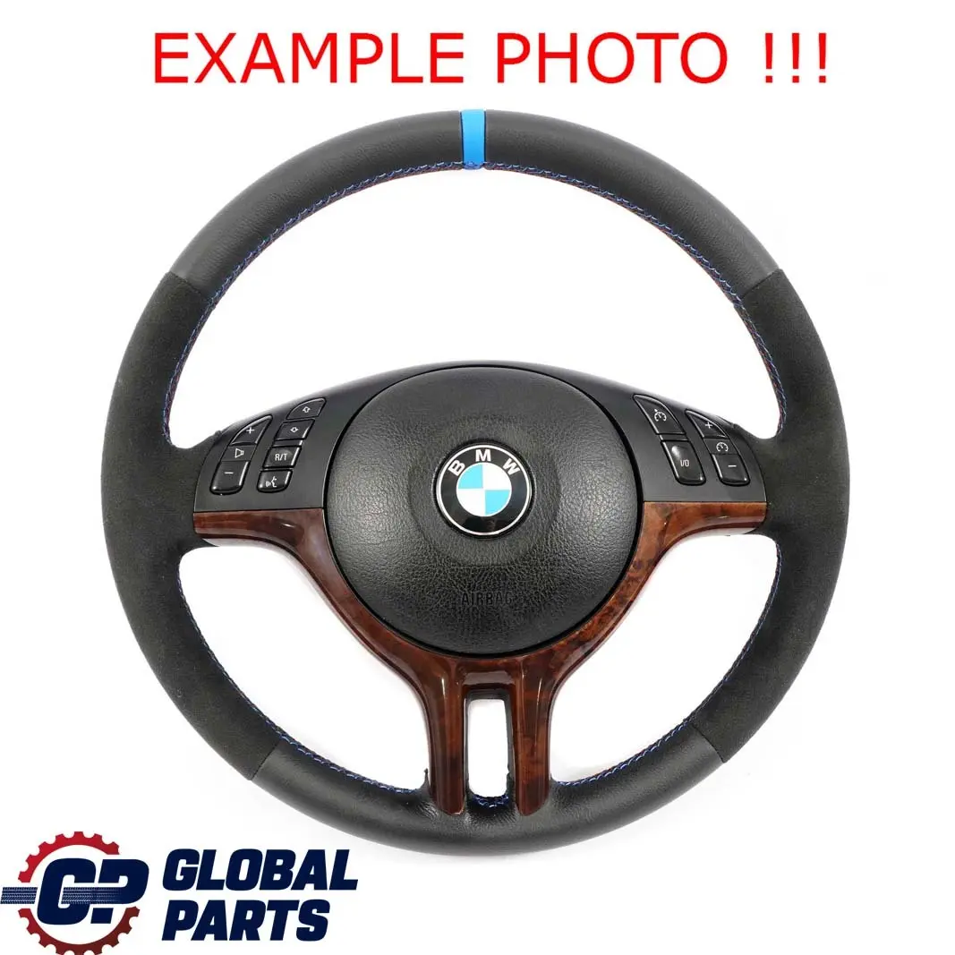 BMW E46 NEW Black Leather / Alcantara Sport Steering Wheel 3 Spoke Tricoloured - SKU 6770416-3 - Part number 6770416