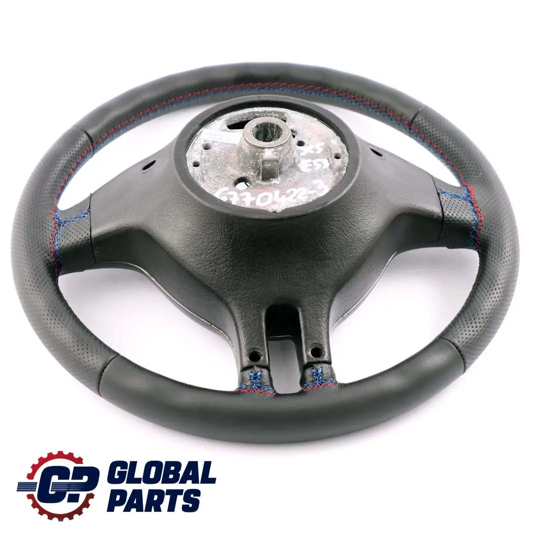 Leather Sport Steering Wheel 3 Spoke M-tricoloured threads to BMW X5 E53 NEW Black with Part number 6770422 BMW X5 E53 NEW Black Leather Sport Steering Wheel 3 Spoke M-tricoloured threads - SKU 6770422-3 - Part number 6770422