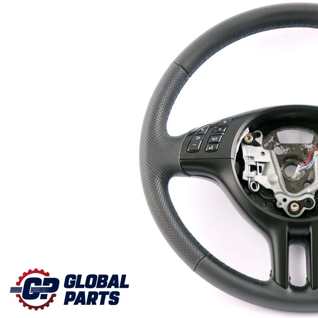 Leather Sport Steering Wheel 3 Spoke M-tricoloured threads to BMW X5 E53 NEW Black with Part number 6770422 BMW X5 E53 NEW Black Leather Sport Steering Wheel 3 Spoke M-tricoloured threads - SKU 6770422-3 - Part number 6770422