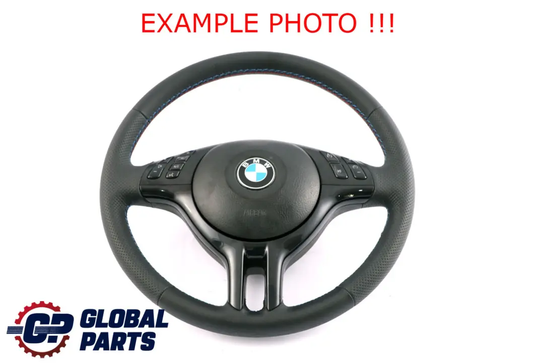 Leather Sport Steering Wheel 3 Spoke M-tricoloured threads to BMW X5 E53 NEW Black with Part number 6770422 BMW X5 E53 NEW Black Leather Sport Steering Wheel 3 Spoke M-tricoloured threads - SKU 6770422-3 - Part number 6770422