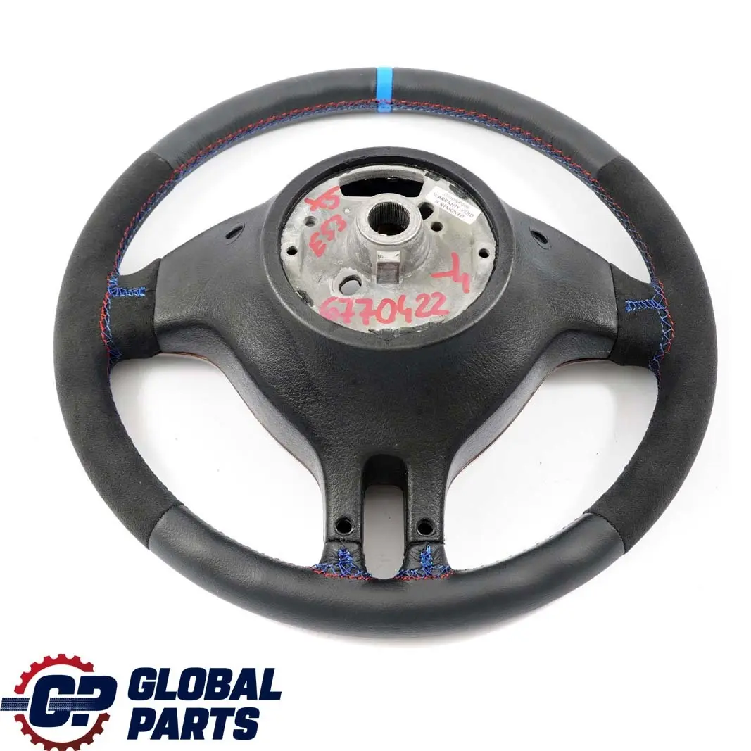 BMW X5 er E53 Sportlenkrad 3 Speichen NEU Leder / Alcantara M Farbige Fäden - SKU 6770422-4 - Teilenummer 6770422