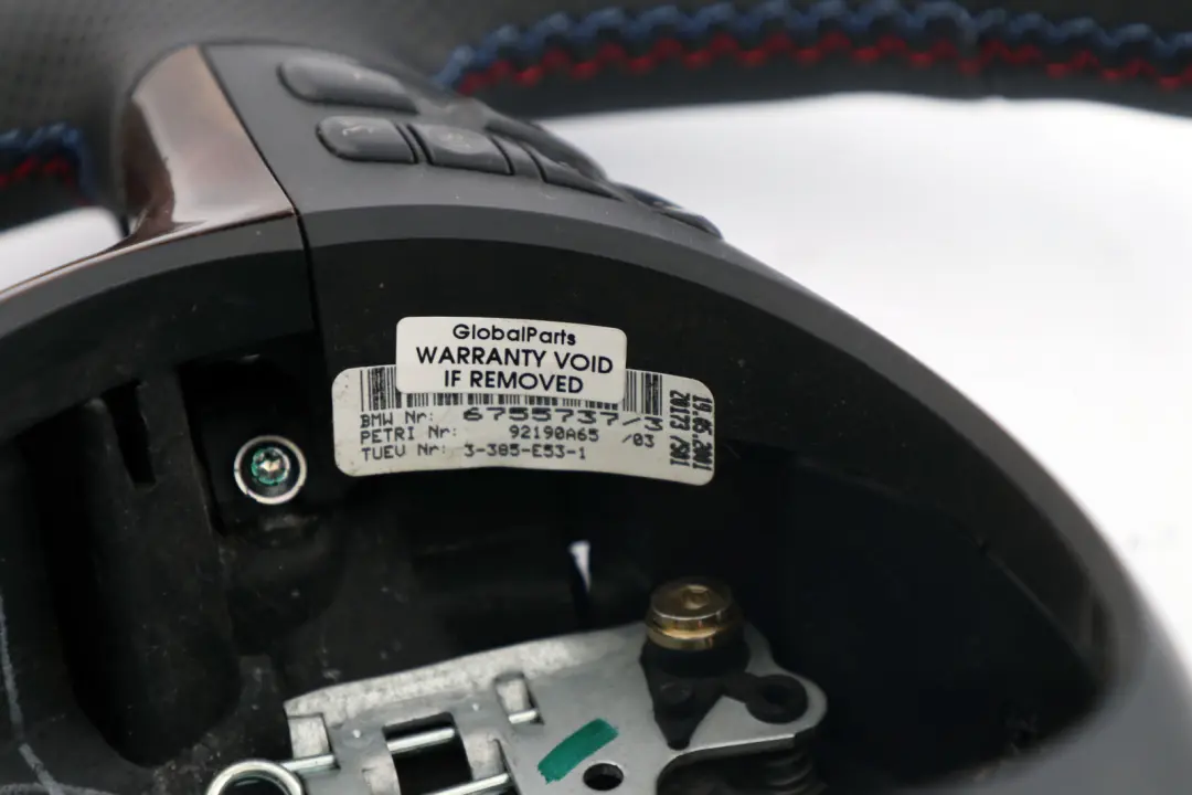 Leather Sport Steering Wheel 3 Spoke M-tricoloured to BMW X5 Series E53 NEW Black with Part number 6770422 BMW X5 Series E53 NEW Black Leather Sport Steering Wheel 3 Spoke M-tricoloured - SKU 6770422 - Part number 6770422