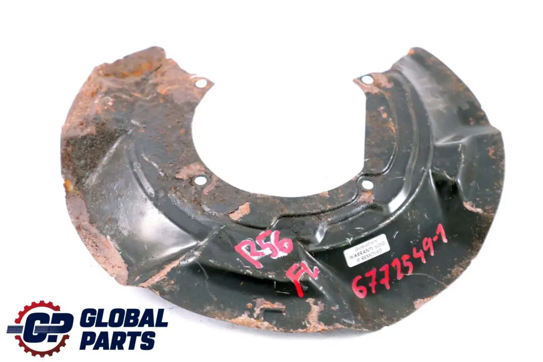 Protection Cover Plate Brake Disc Front Left N/S to Mini Cooper R56 R57 LCI with Part number 6772549 Mini Cooper R56 R57 LCI Protection Cover Plate Brake Disc Front Left N/S - SKU 6772549-1 - Part number 6772549
