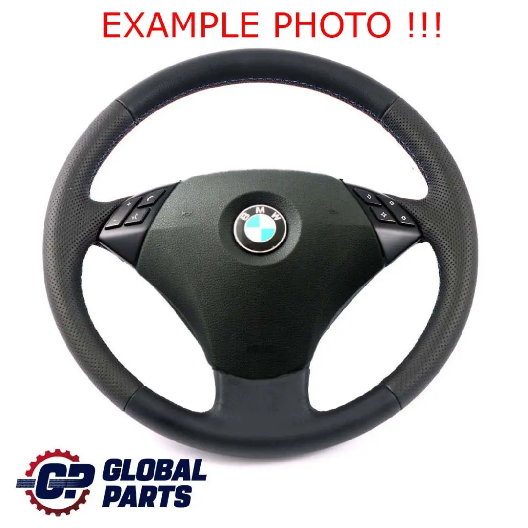 Leather Steering Wheel M-tricolored to BMW 5 Series E60 E61 LCI Black New with Part number 6774456 BMW 5 Series E60 E61 LCI Black New Leather Steering Wheel M-tricolored - SKU 6774456-1 - Part number 6774456