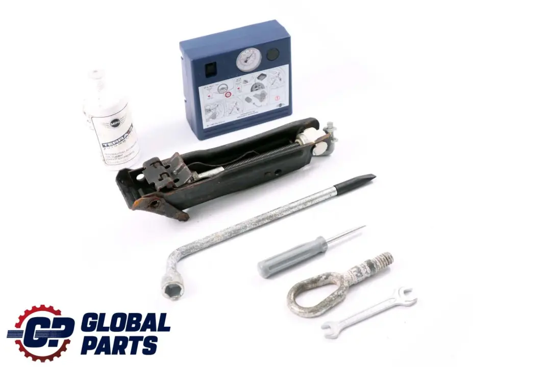 Juego herramientas Gato elevador Llave inglesa Compresor para Mini Cooper R50 R55 R56 con número de pieza 6779731 Mini Cooper R50 R55 R56 Juego herramientas Gato elevador Llave inglesa Compresor - SKU 6779731-4 - Número de pieza 6779731