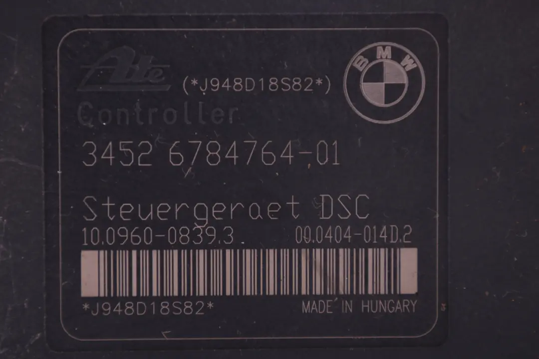 BMW 1 3 Series E81 E87 E90 ABS DSC Module Pump ECU Hydro unit 6784764 - SKU 6784763 - Part number 6784763 6784764