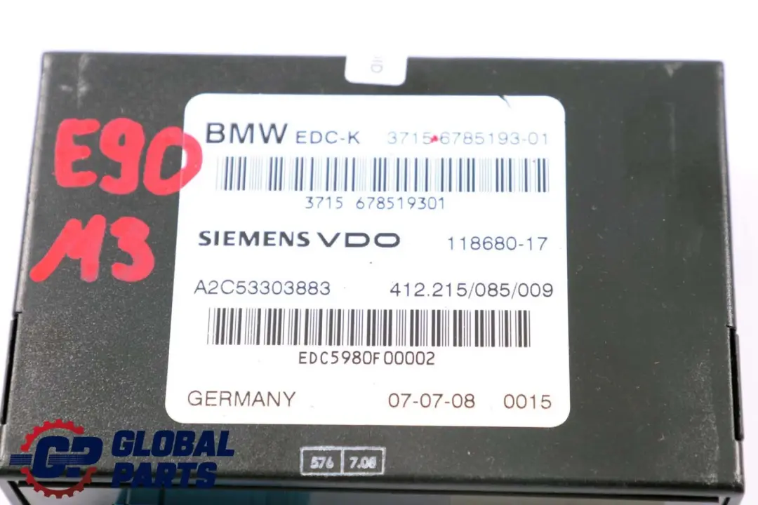 EDC-K Control Unit Module to BMW 3 Z4 Series E89 E90 E92 E93 M3 with Part number 6788790 BMW 3 Z4 Series E89 E90 E92 E93 M3 EDC-K Control Unit Module - SKU 6785193 - Part number 6788790
