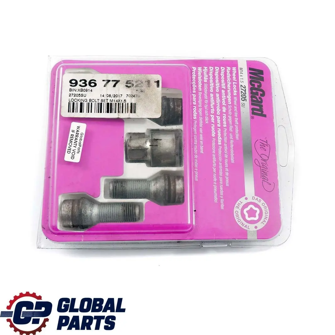 McGard 27205SU Juego Perno Bloqueo Rueda Tuerca de Seguridad para BMW X3 7 E65 E83 con número de pieza 6786426 BMW X3 7 E65 E83 McGard 27205SU Juego Perno Bloqueo Rueda Tuerca de Seguridad - SKU 6786426-2 - Número de pieza 6786426