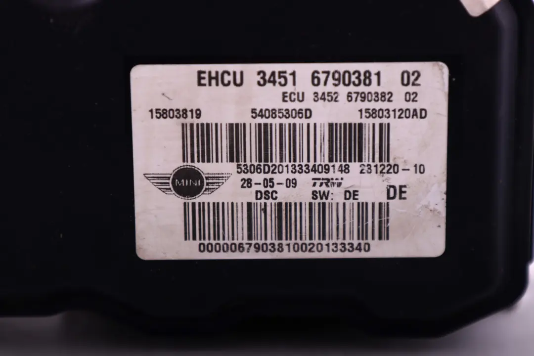 Commande Ensemble Hydro Dsc Pumpenmodul pour Mini Cooper R55 R56 R57 à propos du numéro de pièce 6790381 Mini Cooper R55 R56 R57 Commande Ensemble Hydro Dsc Pumpenmodul - SKU 6790381 - Numéro de pièce 6790381