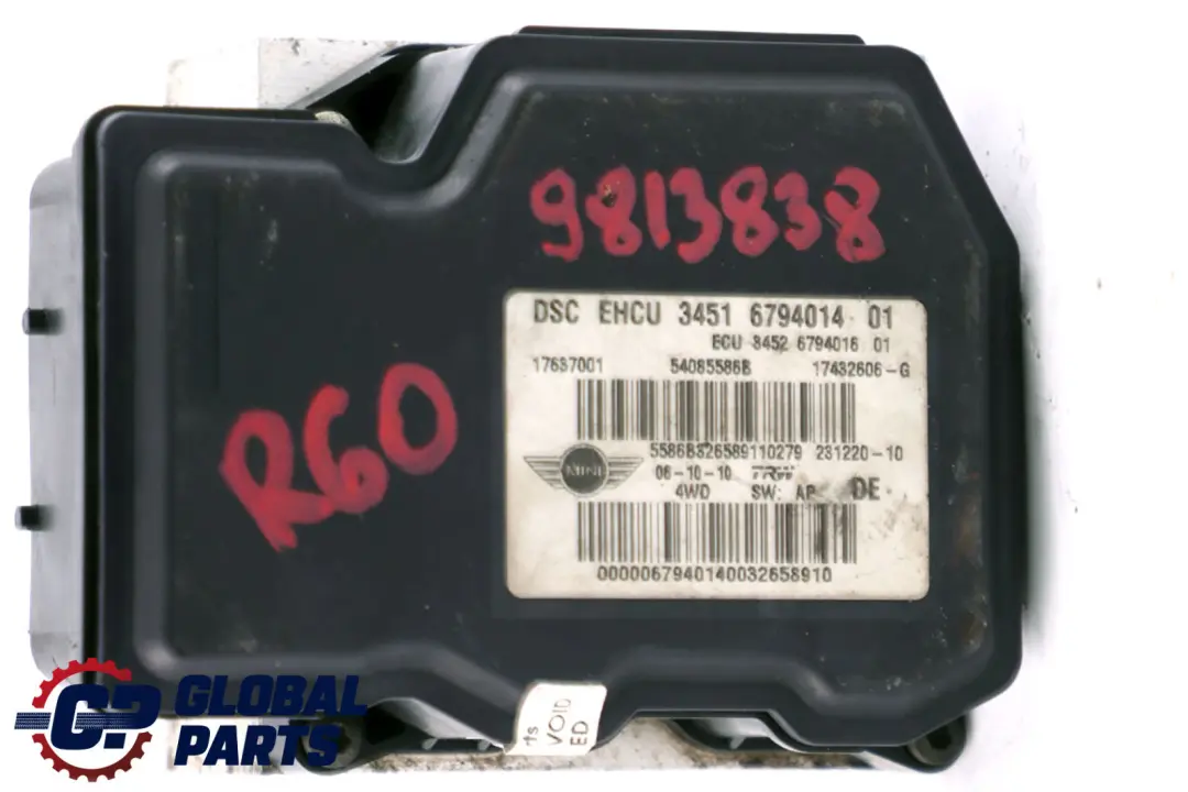 Mini Cooper S D R60 R61 Module Pompe D'unité Freinage Hydraulique DSC - SKU 6794014 - Numéro de pièce 9813838