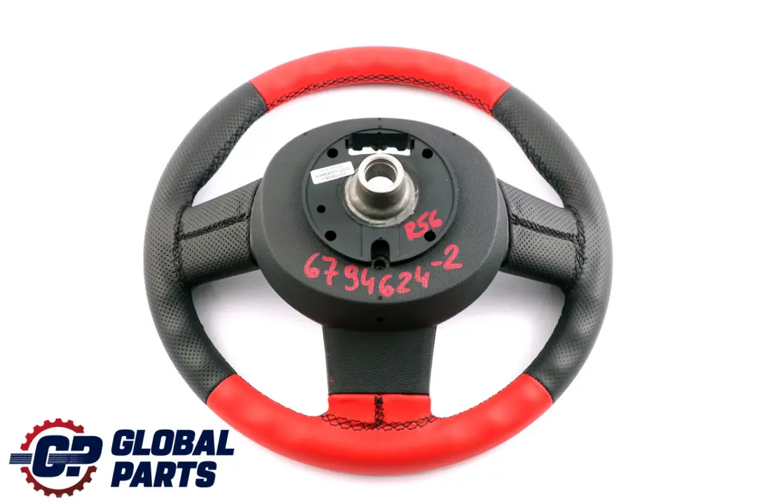 BMW Mini Cooper R55 R56 R60 NEW Black / Red Leather Sport Steering Wheel 3 Spoke - SKU 6794624-2 - Part number 6794624