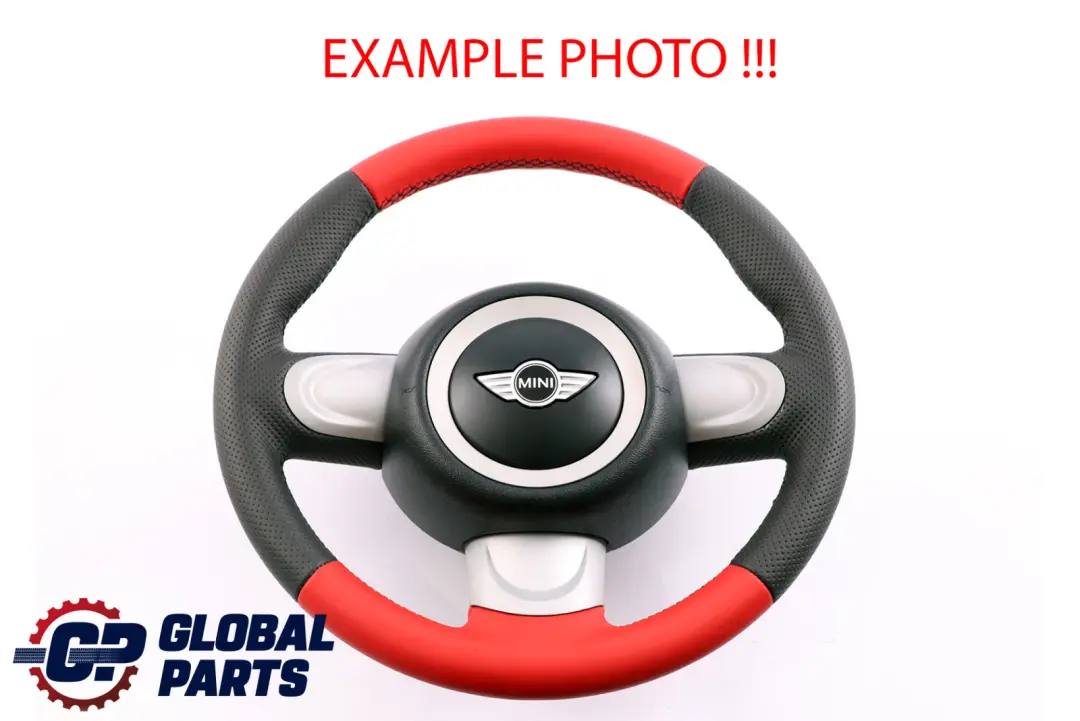 BMW Mini Cooper R55 R56 R60 NEW Black / Red Leather Sport Steering Wheel 3 Spoke - SKU 6794624-2 - Part number 6794624