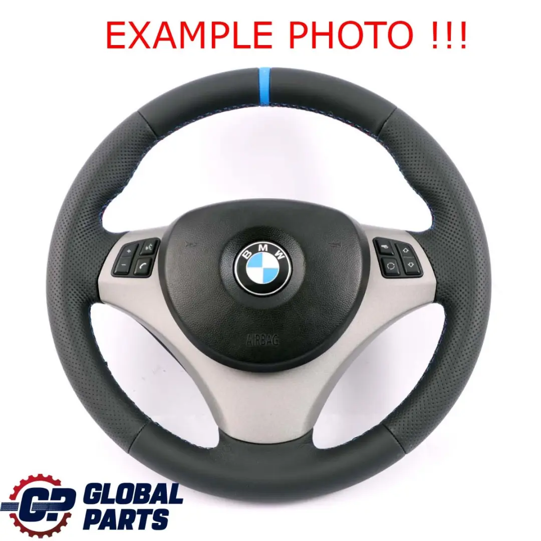 Leather M-Sport Look Steering Wheel Tricolored Threads to BMW E81 E87 E90 E91 NEW with Part number 6795570 BMW E81 E87 E90 E91 NEW Leather M-Sport Look Steering Wheel Tricolored Threads - SKU 6795570-15 - Part number 6795570