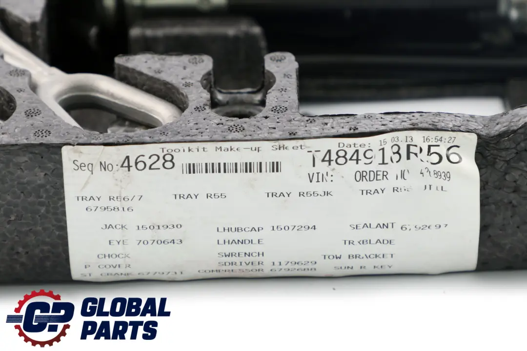 Bandeja herramientas rueda repuesto para Mini Cooper R56 R57 LCI con número de pieza 6795816 Mini Cooper R56 R57 LCI Bandeja herramientas rueda repuesto - SKU 6795816-2 - Número de pieza 6795816