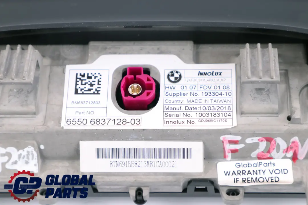 Boardmonitor Central Information Display 6,5" BMW F20 F30 LCI - SKU 6837128 - Part number 6837128