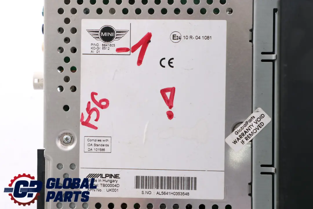 Radio CD Alpine für BMW Mini Cooper F54 F55 F56 F60 mit Teilenummer 6841603 BMW Mini Cooper F54 F55 F56 F60 Radio CD Alpine - SKU 6841603 - Teilenummer 6841603