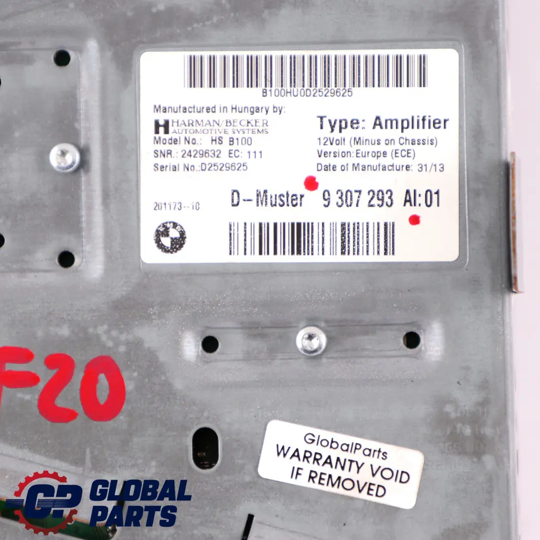 BMW 1 2 Series F20 F21 F23 LCI Top Hifi Audio Amplifier Harman Kardon 9307293 - SKU 6846905 - Part number 6846905
