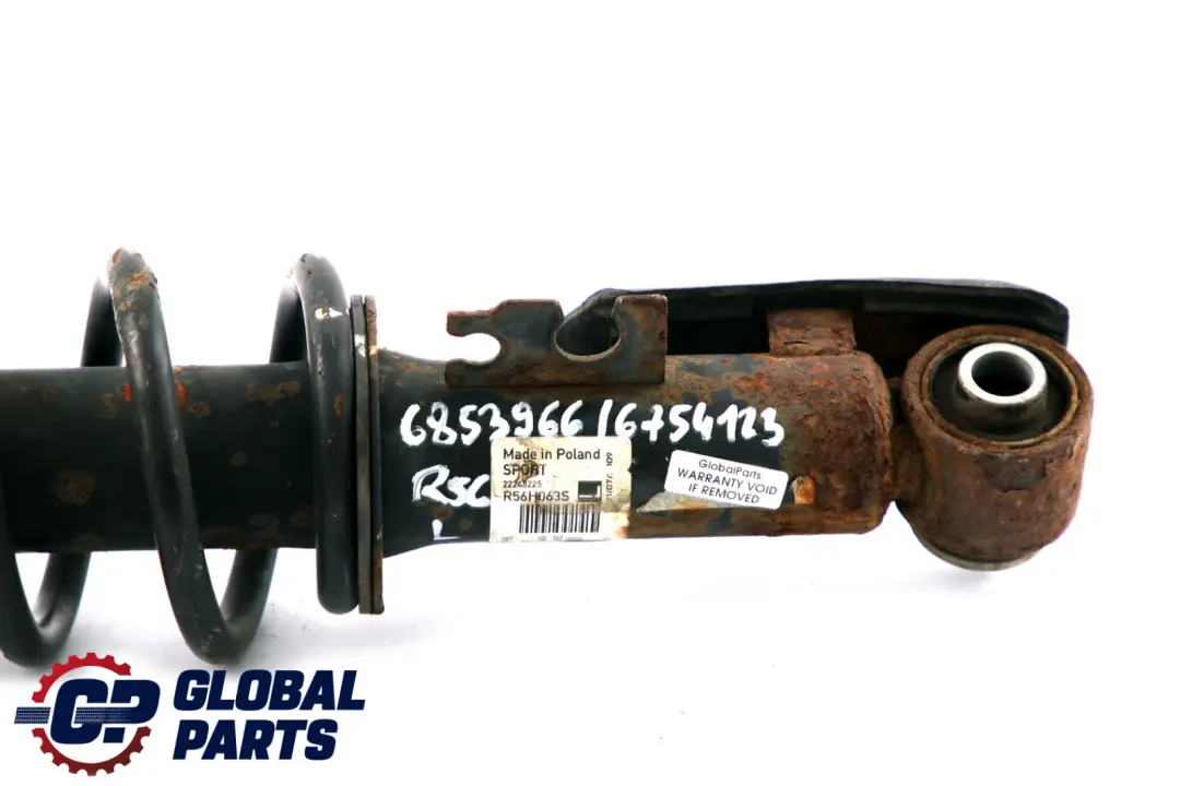 BMW Mini R56 Rear Axle Left N/S Sport Leg Brake Suspension Hub Spring Strut - SKU 6853966/6754113 - Part number 6853966