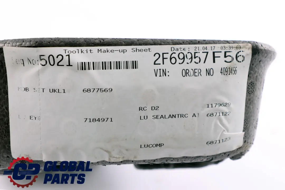 Mini Cooper F56 F57 Rueda Bandeja Almacenamiento Herramientas Movilidad - SKU 6877569 - Número de pieza 6795816